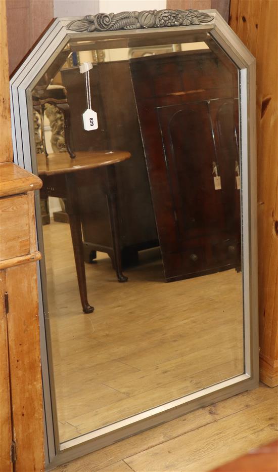 An Art Deco painted wall mirror W.83cm
